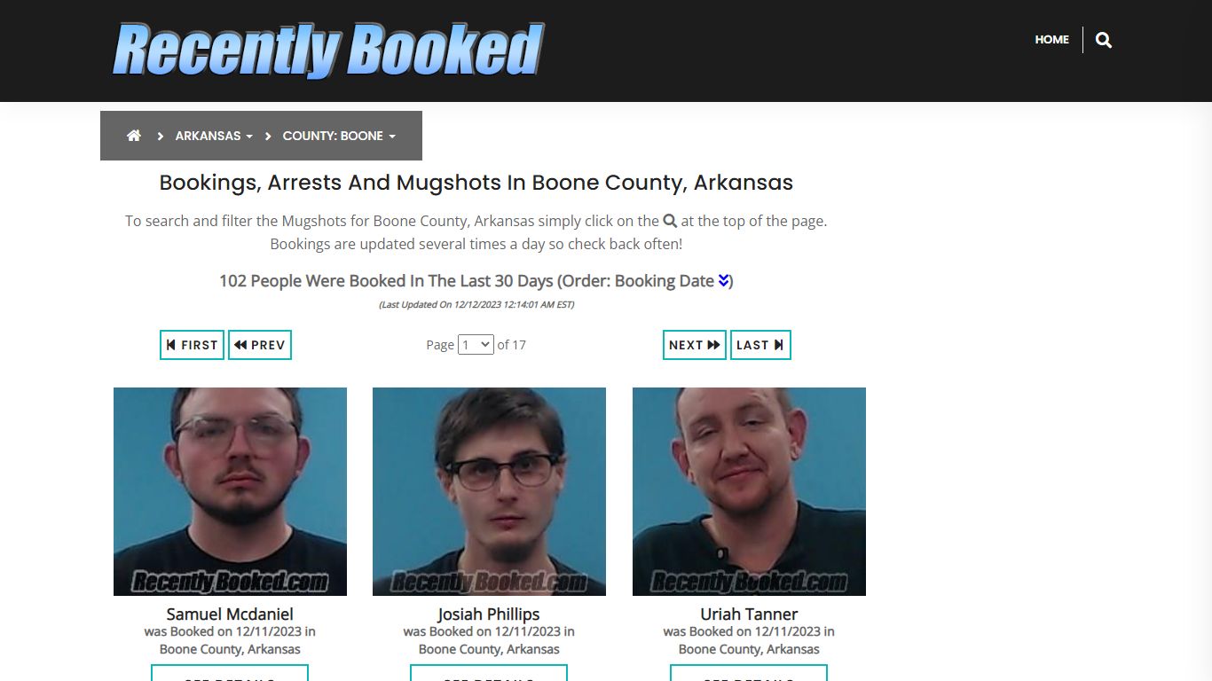 Recent bookings, Arrests, Mugshots in Boone County, Arkansas